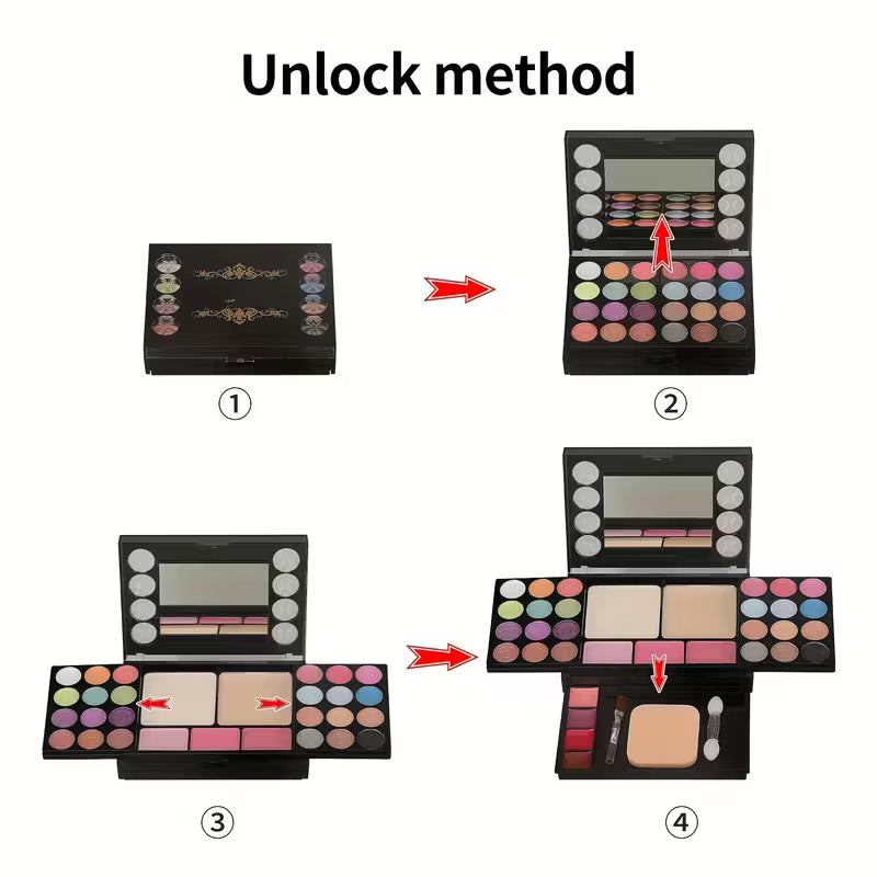 Multicolor Makeup Set with Brushes.