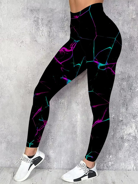 Neon Green & Purple Striped Legging.
