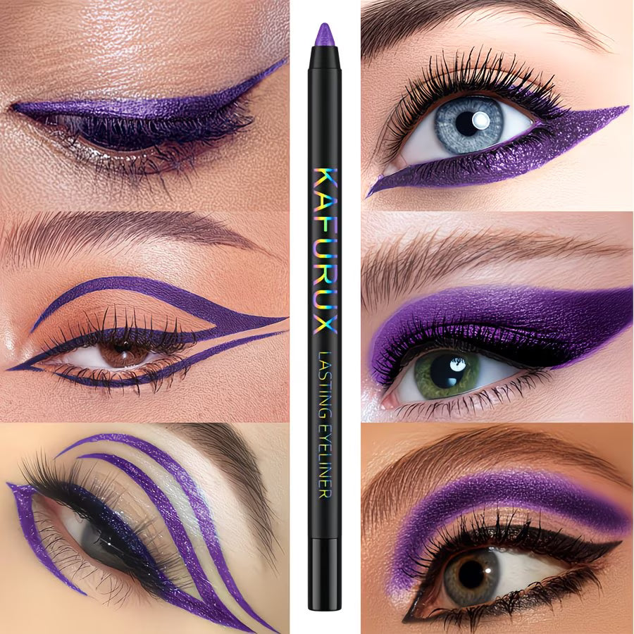 Non-Sticky Purple Liquid Eyeliner & Blendable Shadow.