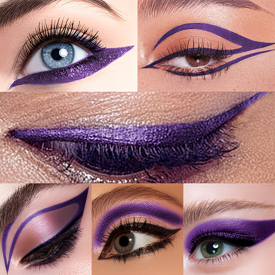 Non-Sticky Purple Liquid Eyeliner & Blendable Shadow.