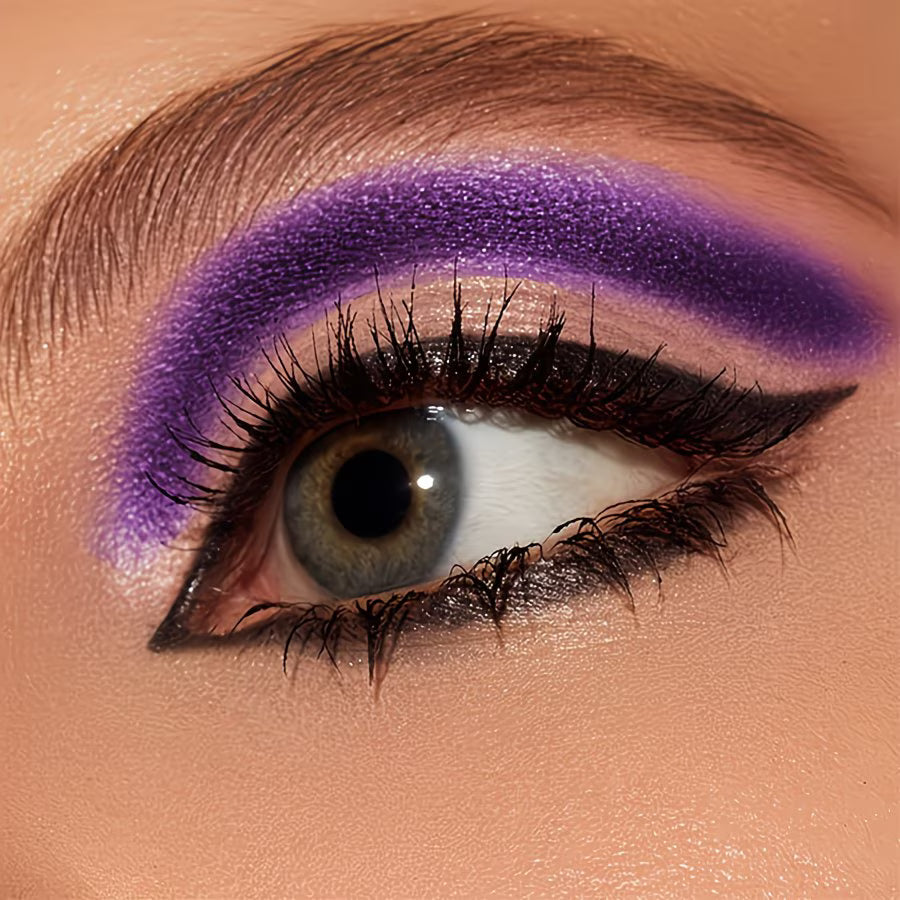 Non-Sticky Purple Liquid Eyeliner & Blendable Shadow.