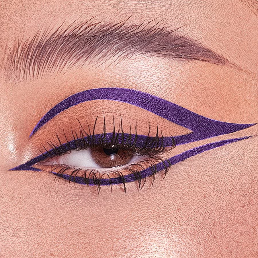 Non-Sticky Purple Liquid Eyeliner & Blendable Shadow.