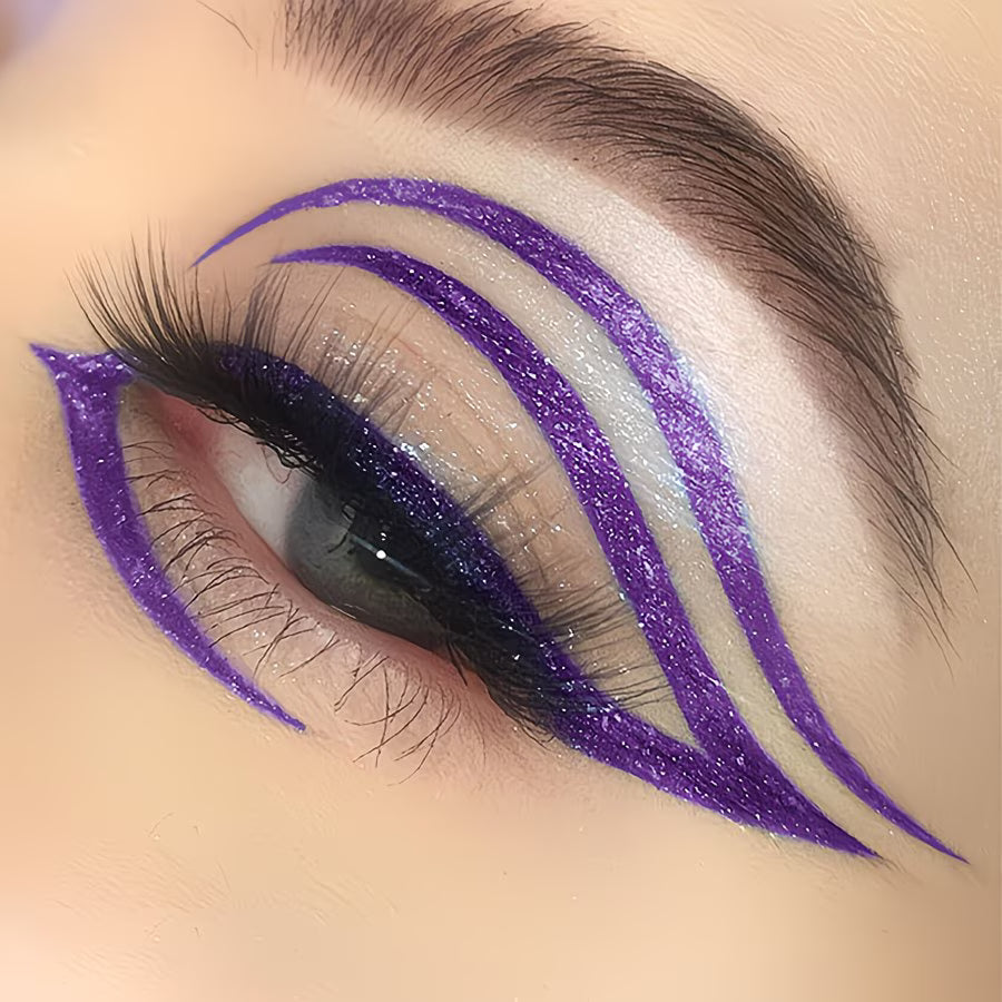 Non-Sticky Purple Liquid Eyeliner & Blendable Shadow.