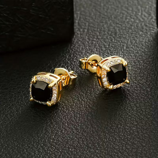 Pair Of Square Retro Fashion Versatile High-end 6mm Earrings.