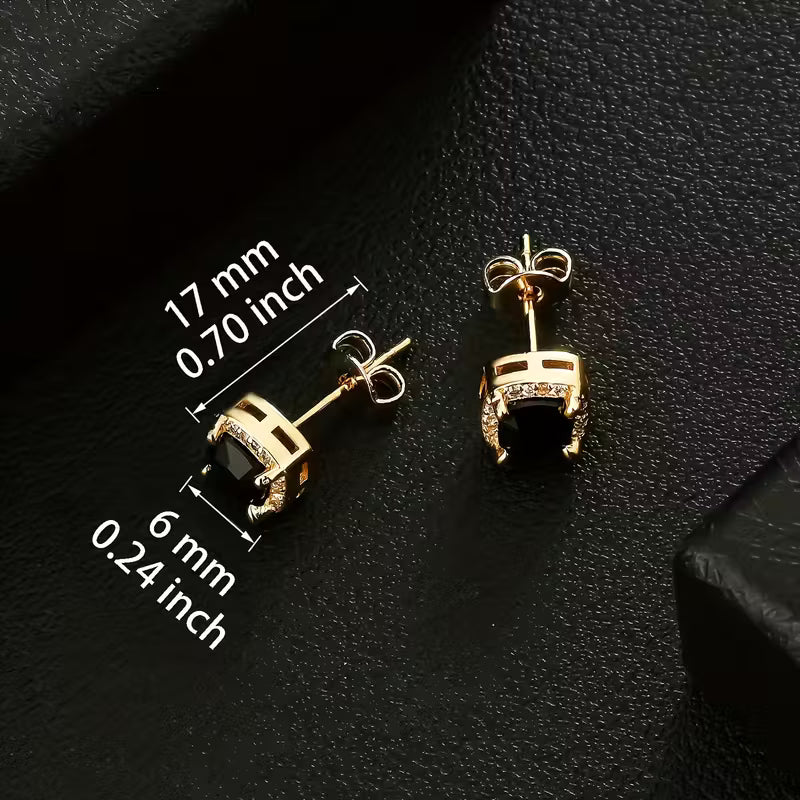 Pair Of Square Retro Fashion Versatile High-end 6mm Earrings.
