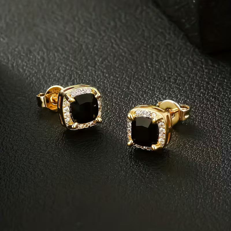Pair Of Square Retro Fashion Versatile High-end 6mm Earrings.