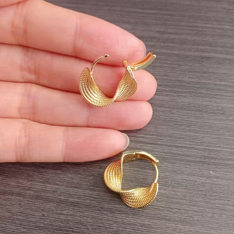 Pair of European And American Fashion Woven Wave Earrings.