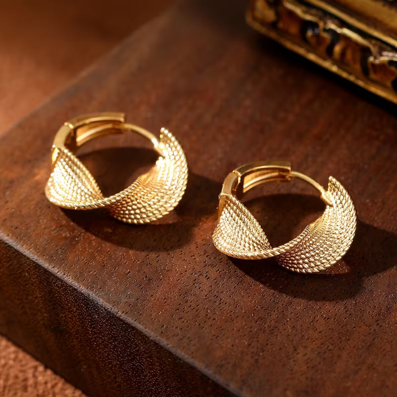 Pair of European And American Fashion Woven Wave Earrings.