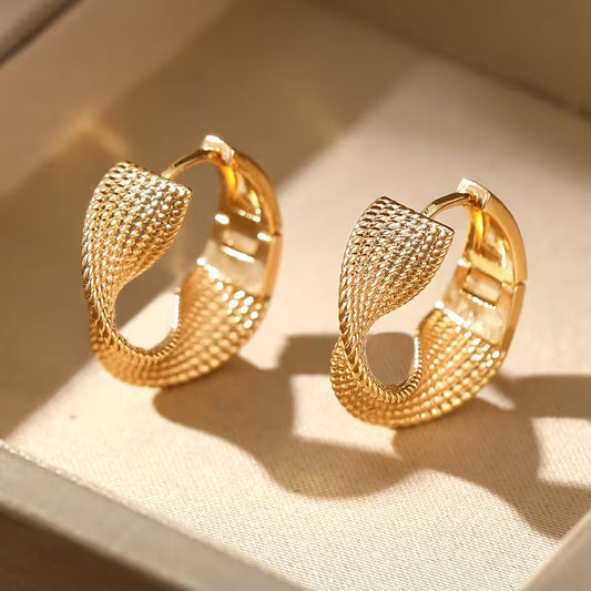 Pair of European And American Fashion Woven Wave Earrings.