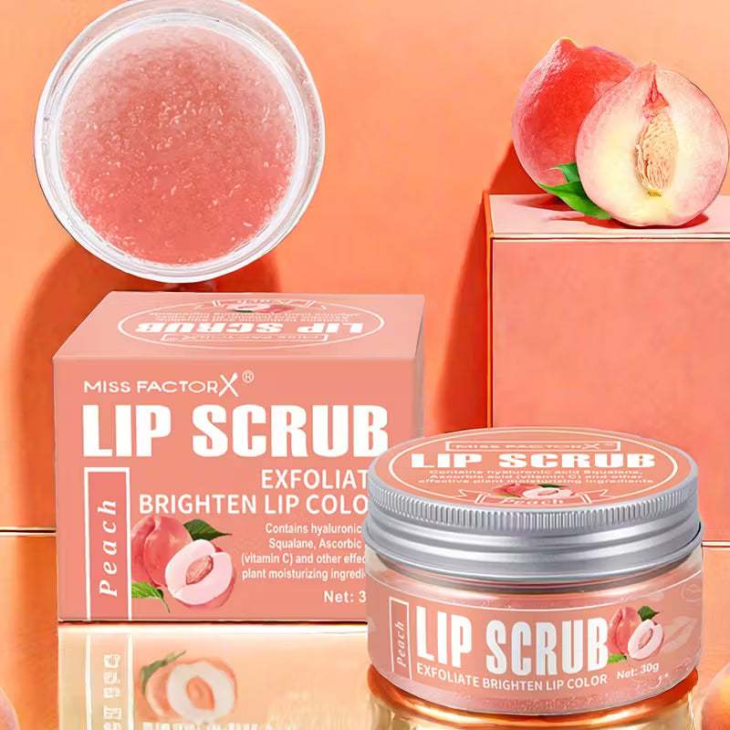 Peach Scrub Gentle Sugar Exfoliant for Flawless Lips.