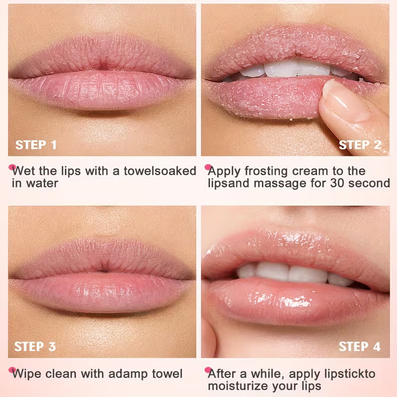 Peach Scrub Gentle Sugar Exfoliant for Flawless Lips.