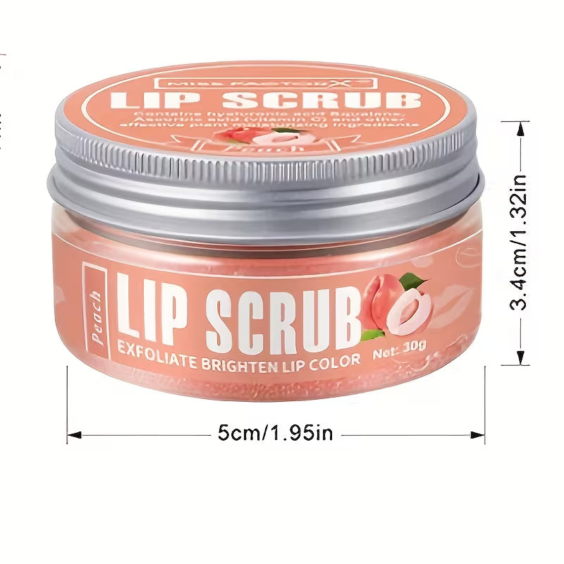 Peach Scrub Gentle Sugar Exfoliant for Flawless Lips.
