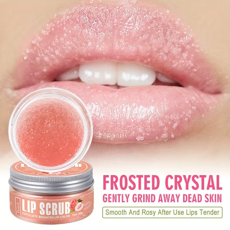Peach Scrub Gentle Sugar Exfoliant for Flawless Lips.