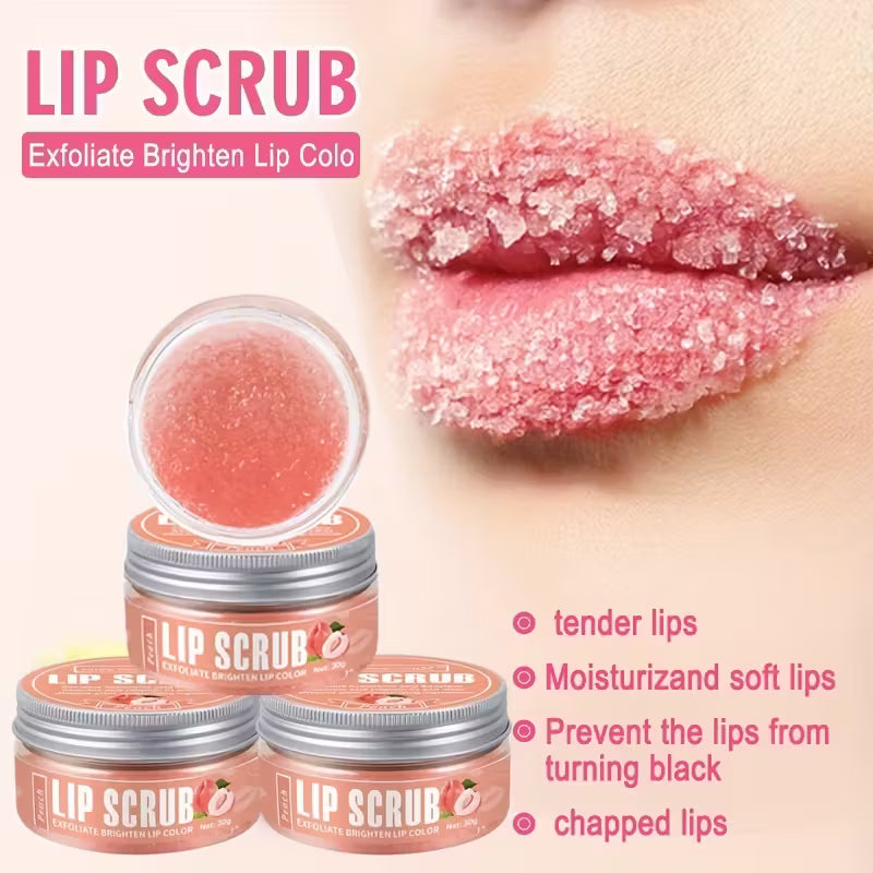 Peach Scrub Gentle Sugar Exfoliant for Flawless Lips.