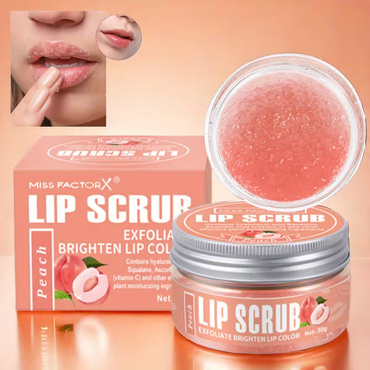 Peach Scrub Gentle Sugar Exfoliant for Flawless Lips.