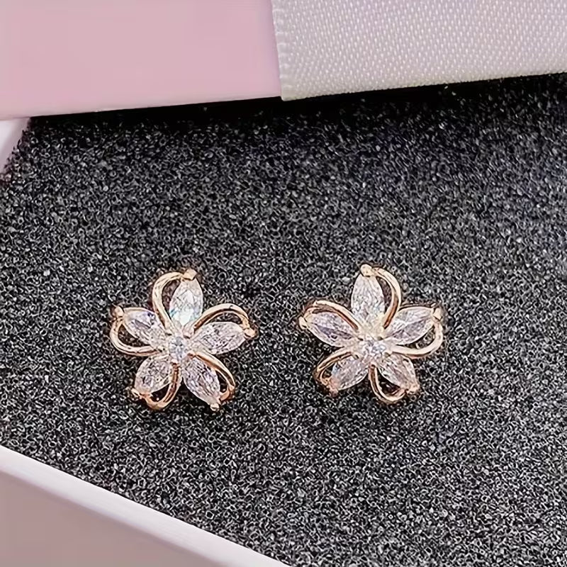 Charming Studs Elegant Floral Copper Earrings.