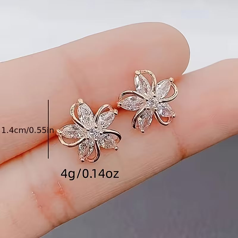 Charming Studs Elegant Floral Copper Earrings.