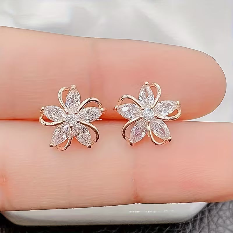 Charming Studs Elegant Floral Copper Earrings.