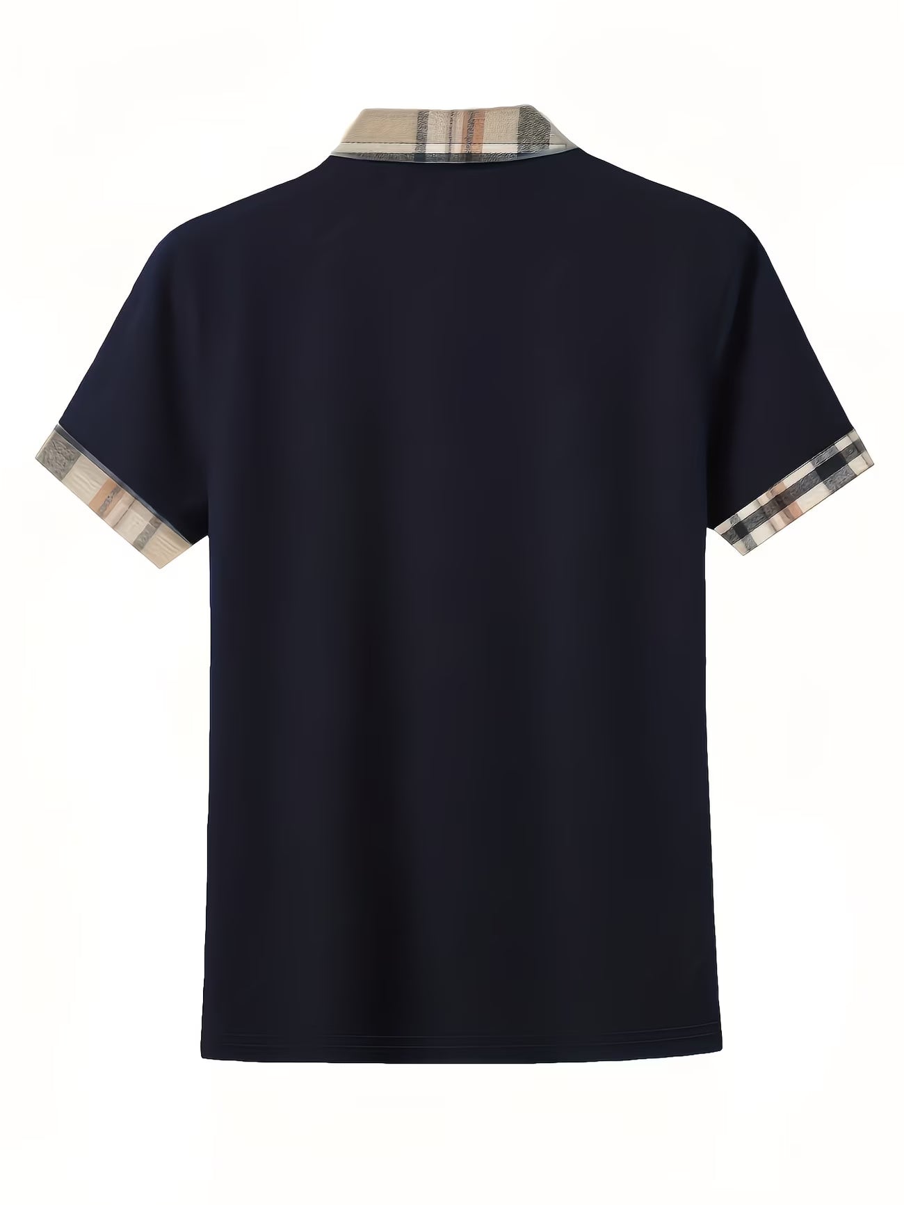 Plaid Detail Summer Knit Polo Shirt.