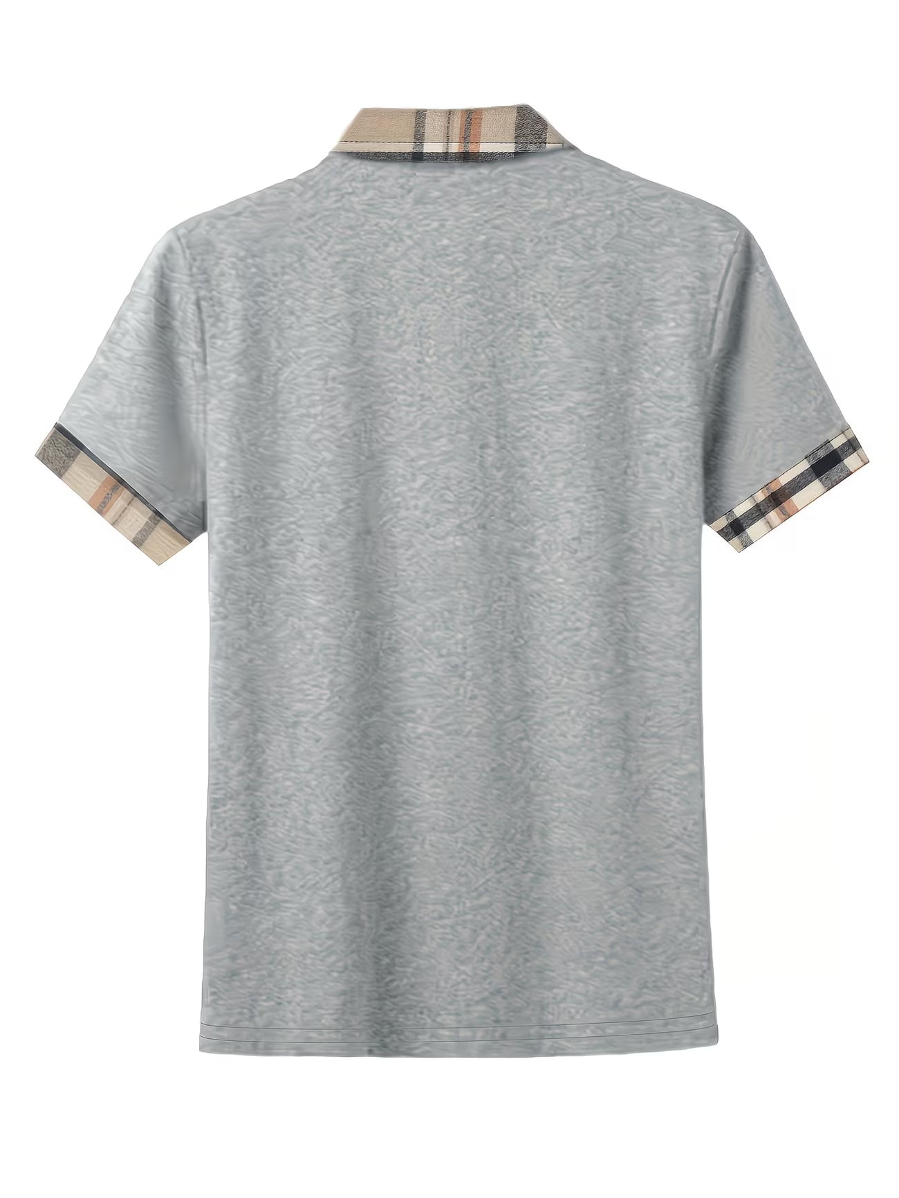 Plaid Detail Summer Knit Polo Shirt.
