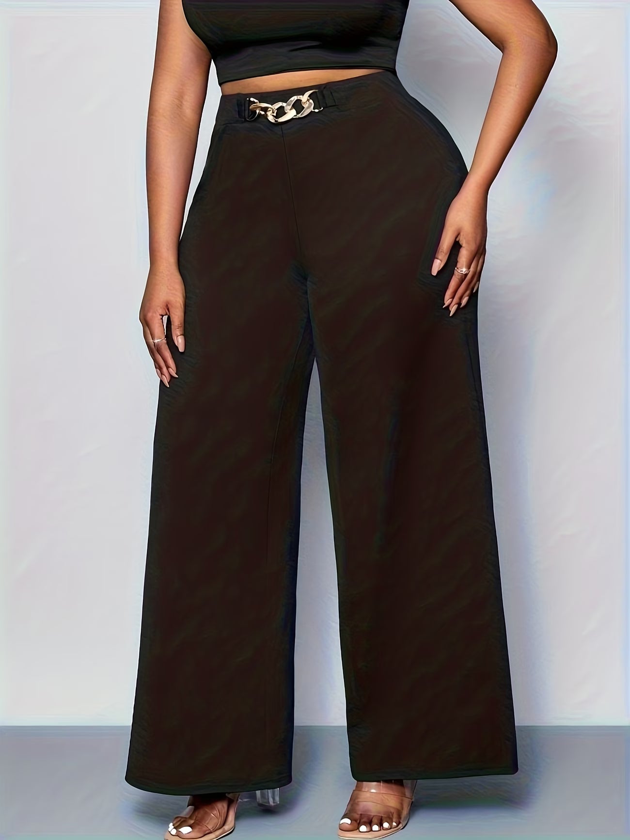 Plus-Size High-Elasticity Wide-Leg Trouser.