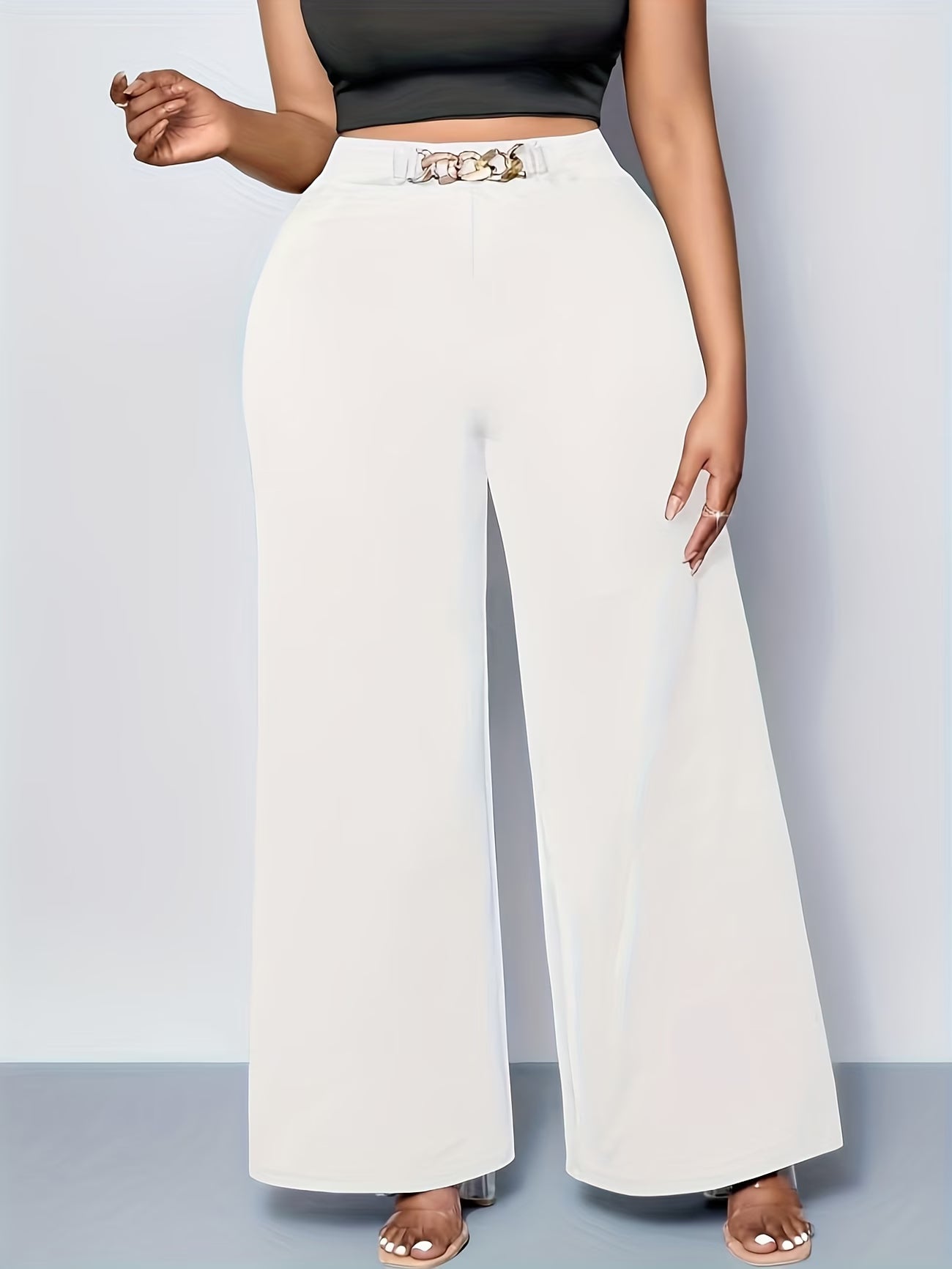 Plus-Size High-Elasticity Wide-Leg Trouser.