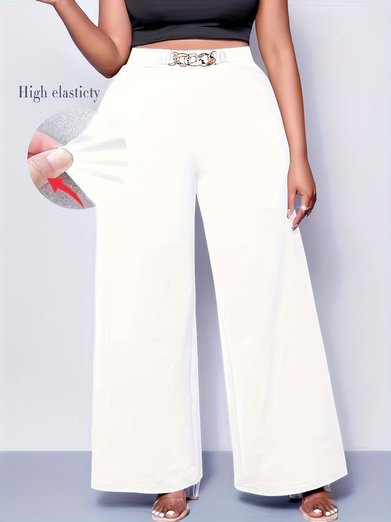 Plus-Size High-Elasticity Wide-Leg Trouser.