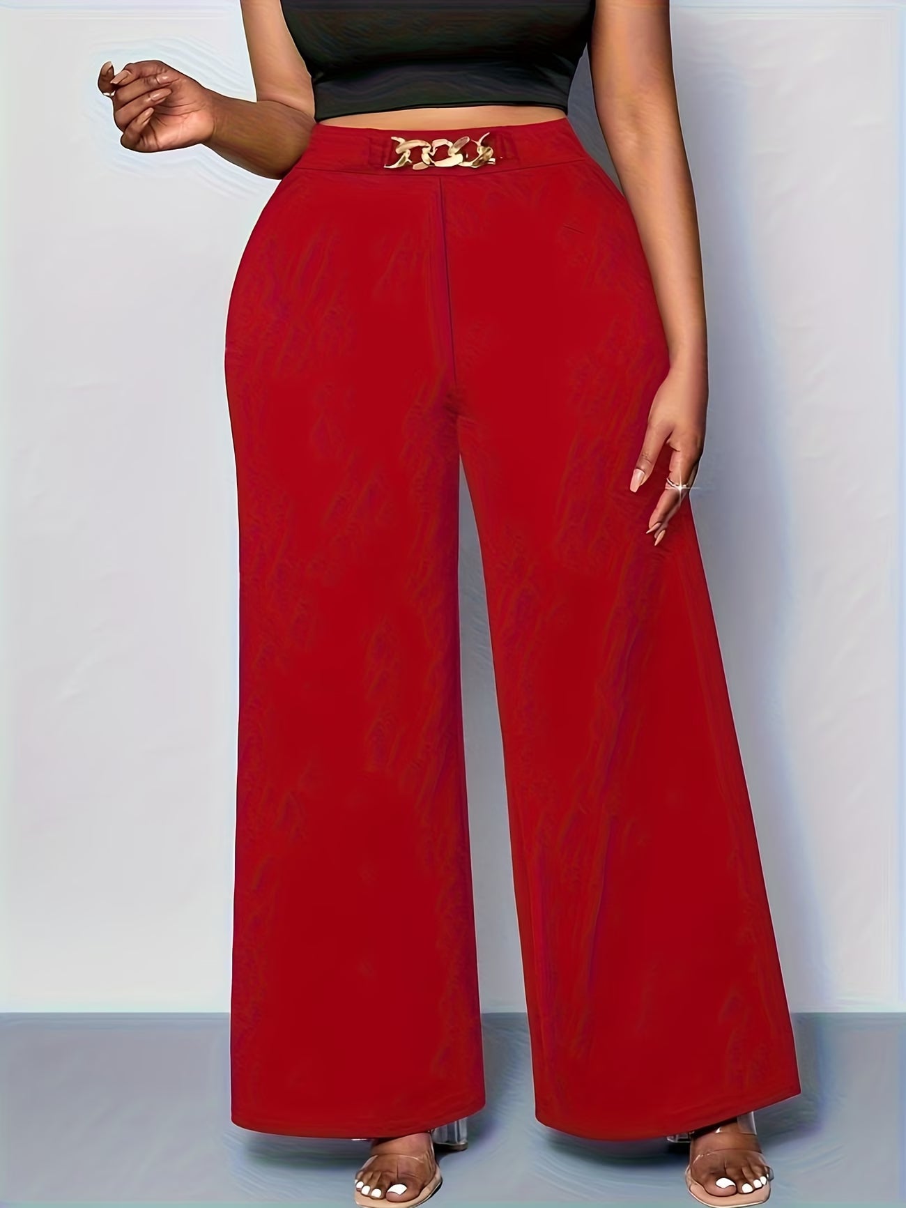 Plus-Size High-Elasticity Wide-Leg Trouser.