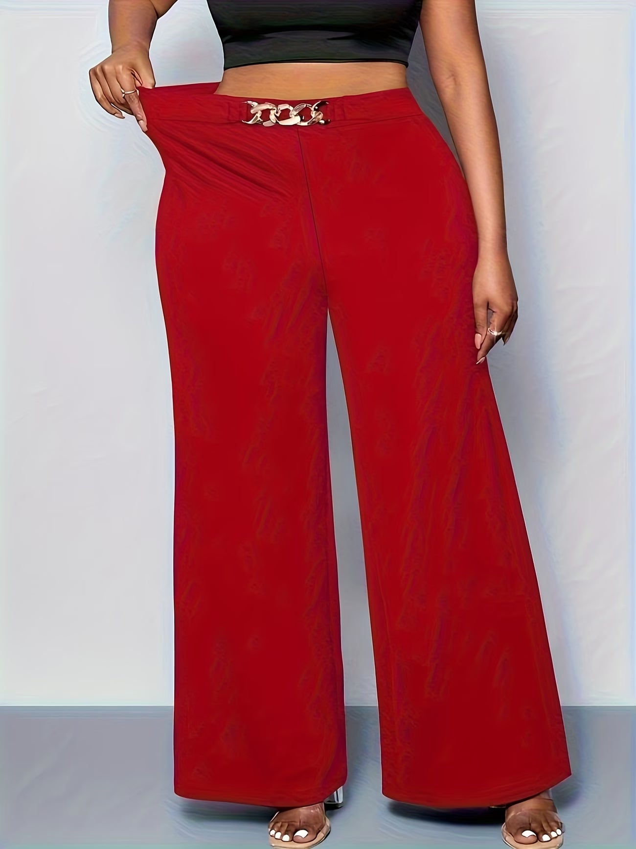 Plus-Size High-Elasticity Wide-Leg Trouser.