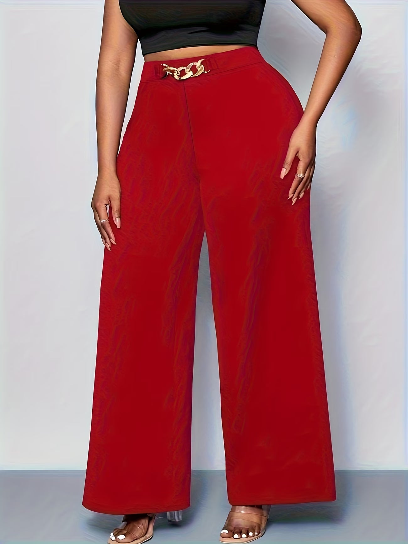 Plus-Size High-Elasticity Wide-Leg Trouser.