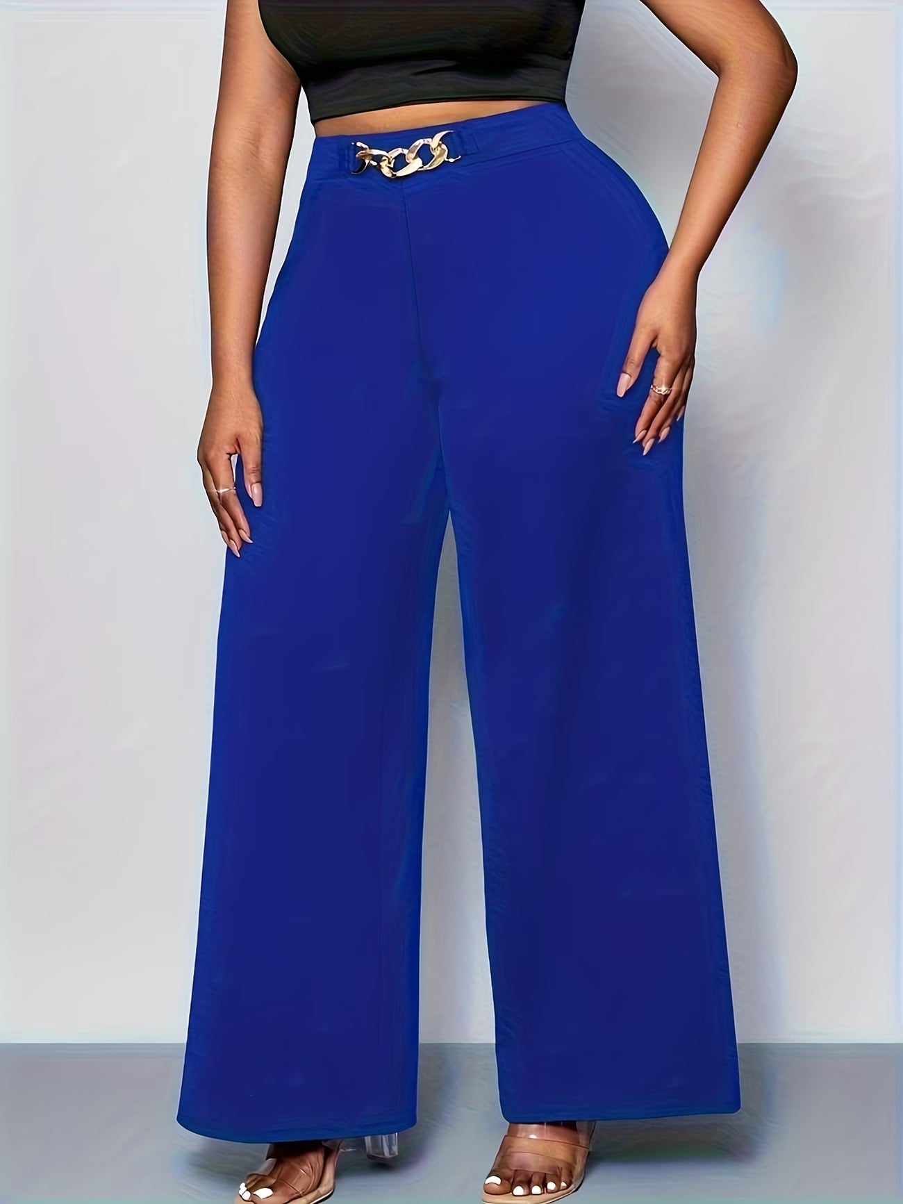 Plus-Size High-Elasticity Wide-Leg Trouser.
