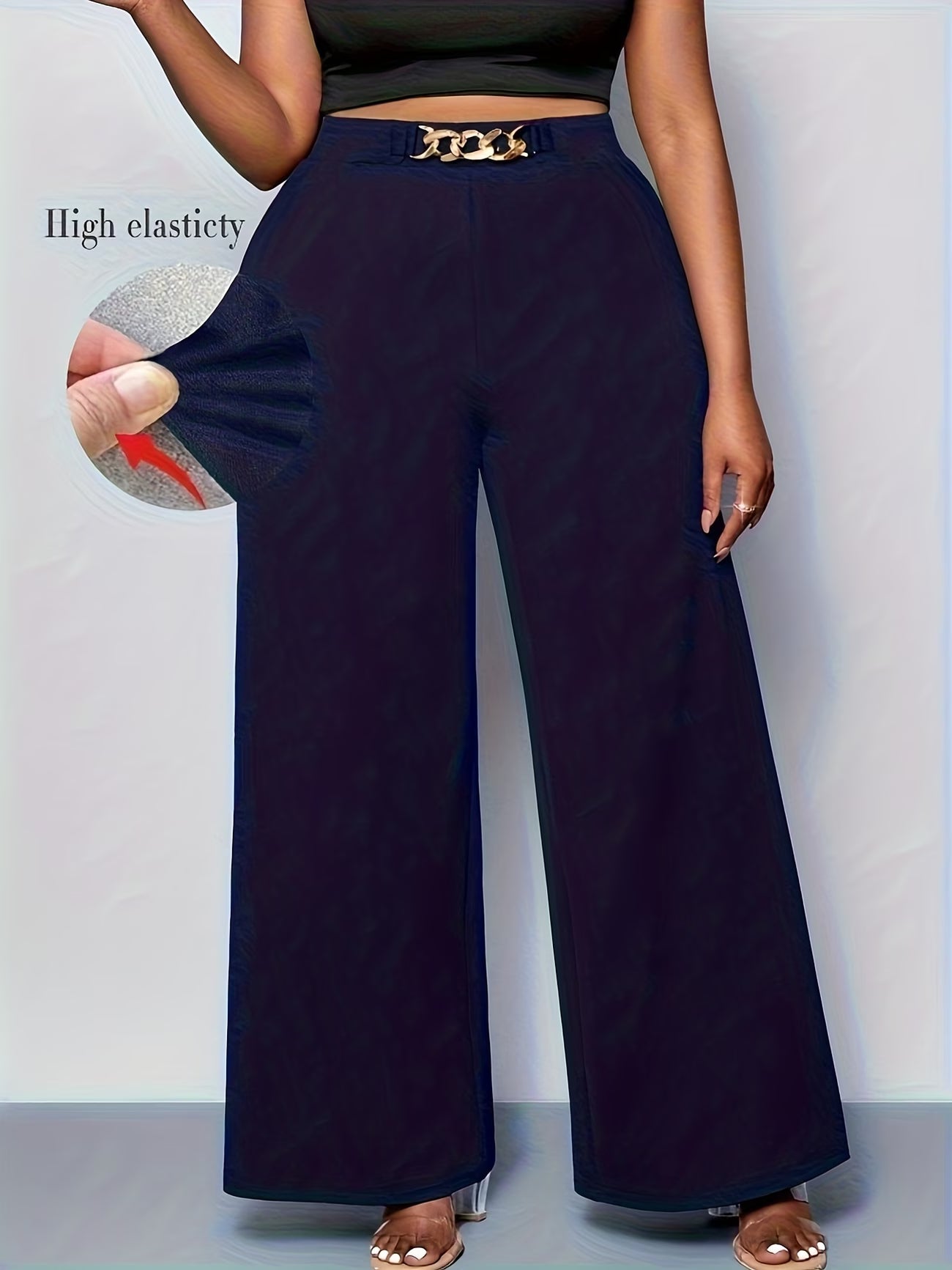 Plus-Size High-Elasticity Wide-Leg Trouser.