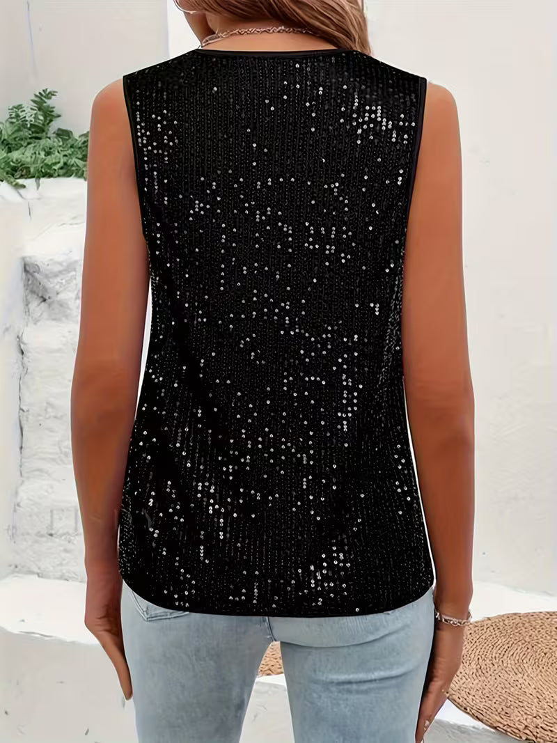 Plus Size Elegant Sequin Tube Tops.
