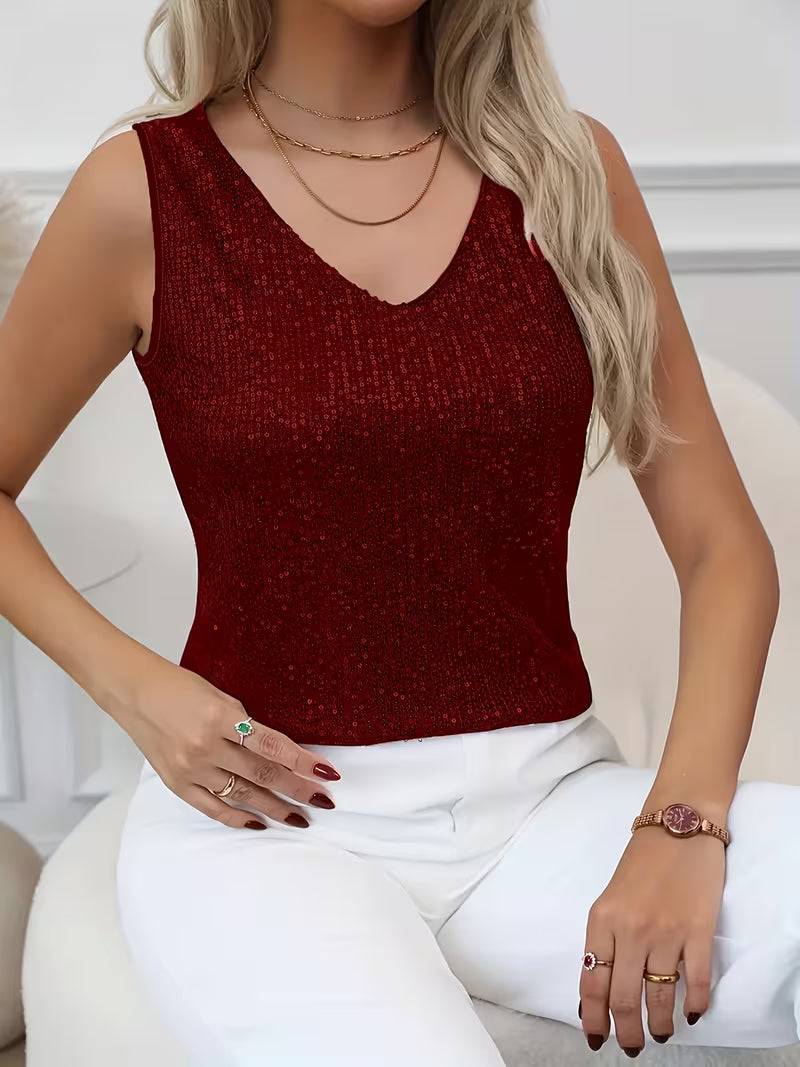 Plus Size Elegant Sequin Tube Tops.