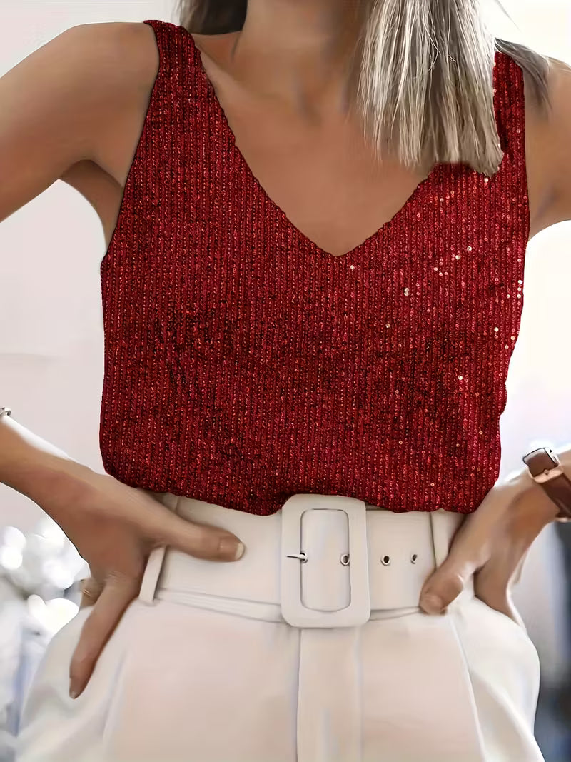 Plus Size Elegant Sequin Tube Tops.