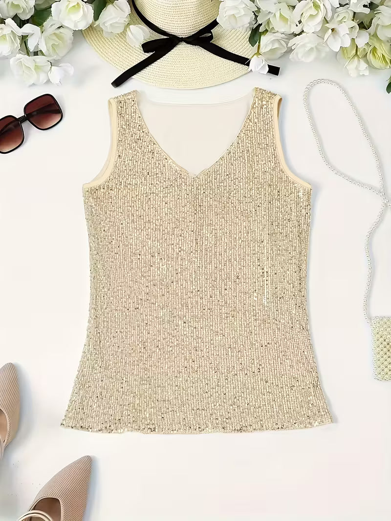 Plus Size Elegant Sequin Tube Tops.
