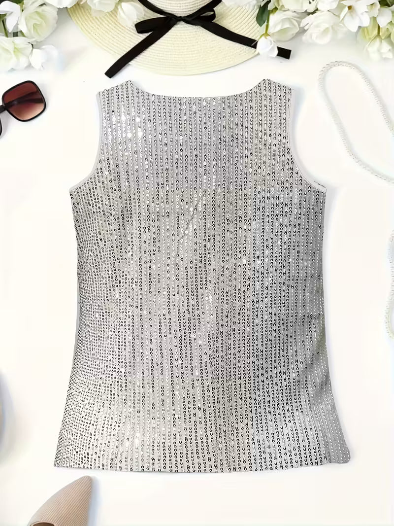 Plus Size Elegant Sequin Tube Tops.