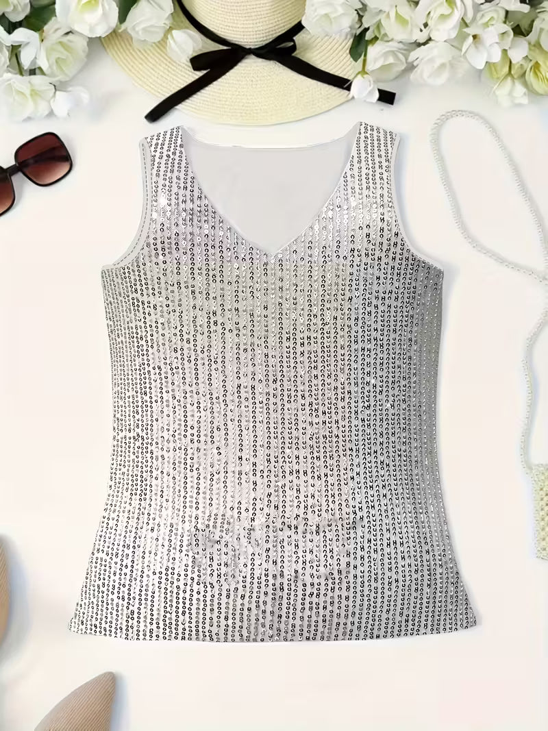 Plus Size Elegant Sequin Tube Tops.