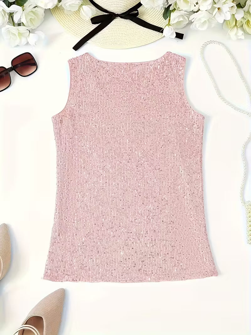 Plus Size Elegant Sequin Tube Tops.