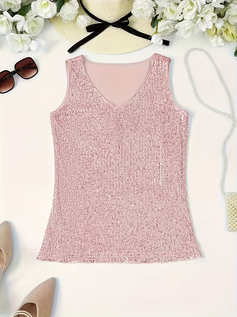 Plus Size Elegant Sequin Tube Tops.