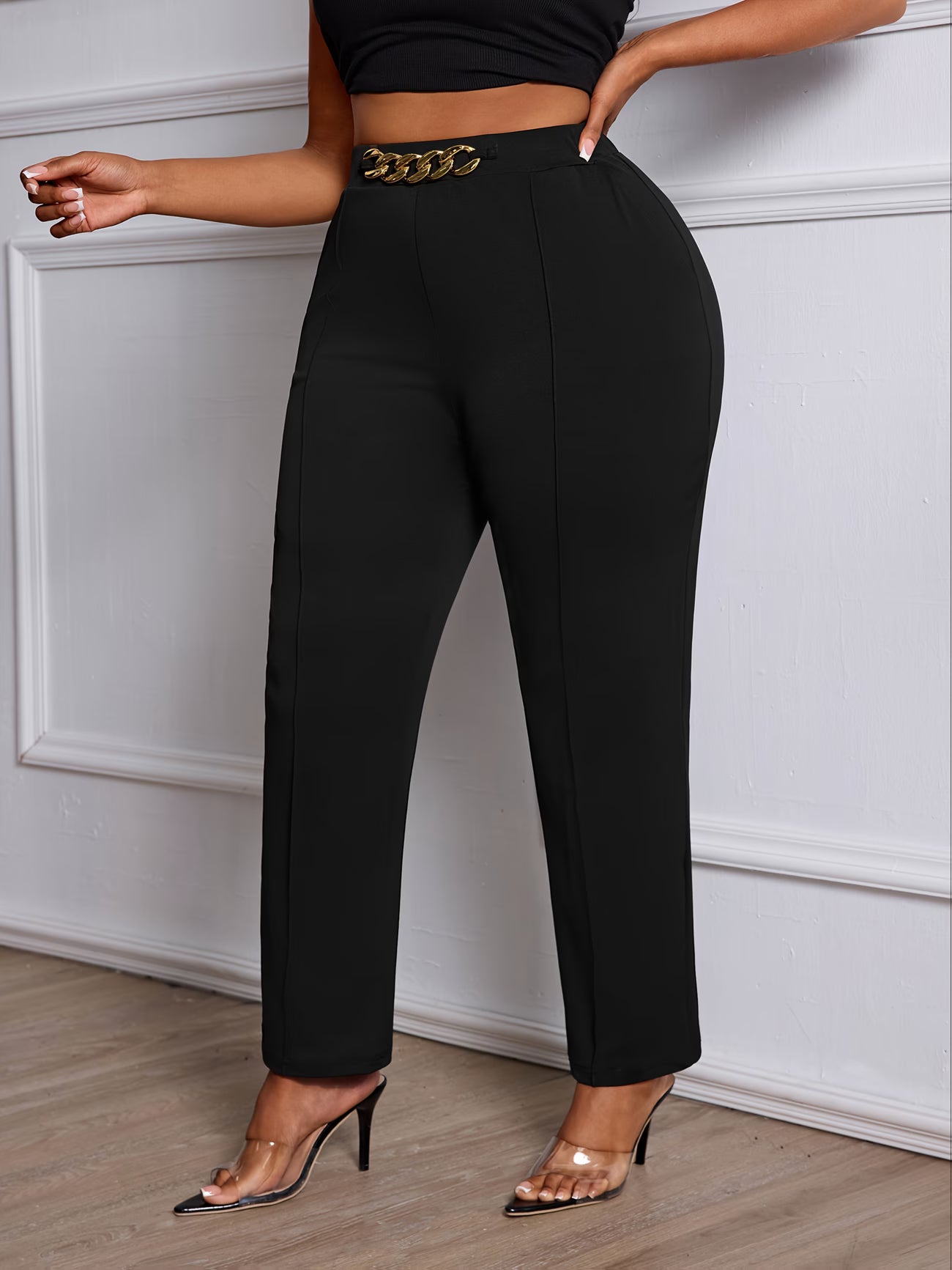 Plus Size Elegant Straight-Leg Trouser.
