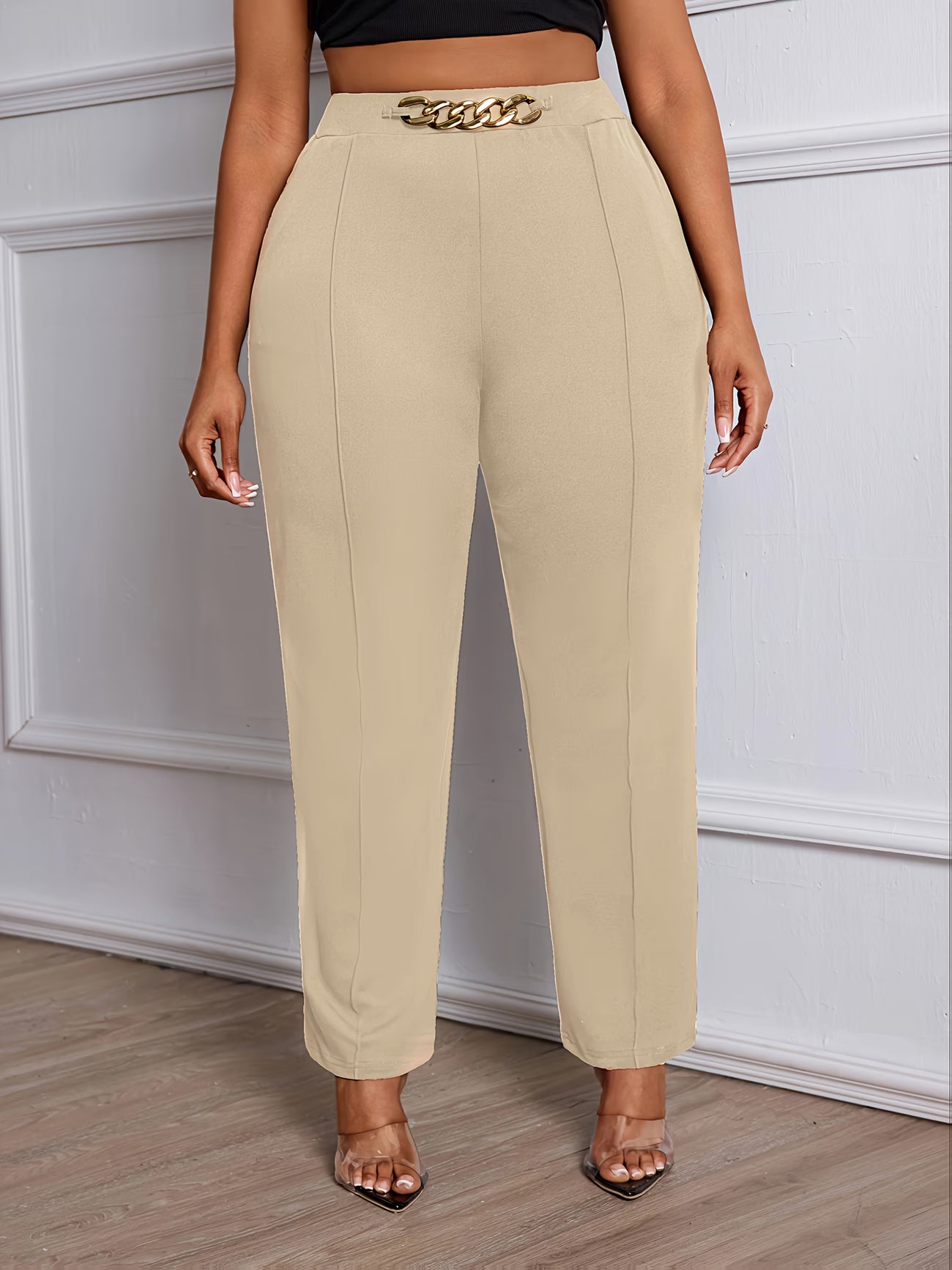 Plus Size Elegant Straight-Leg Trouser.