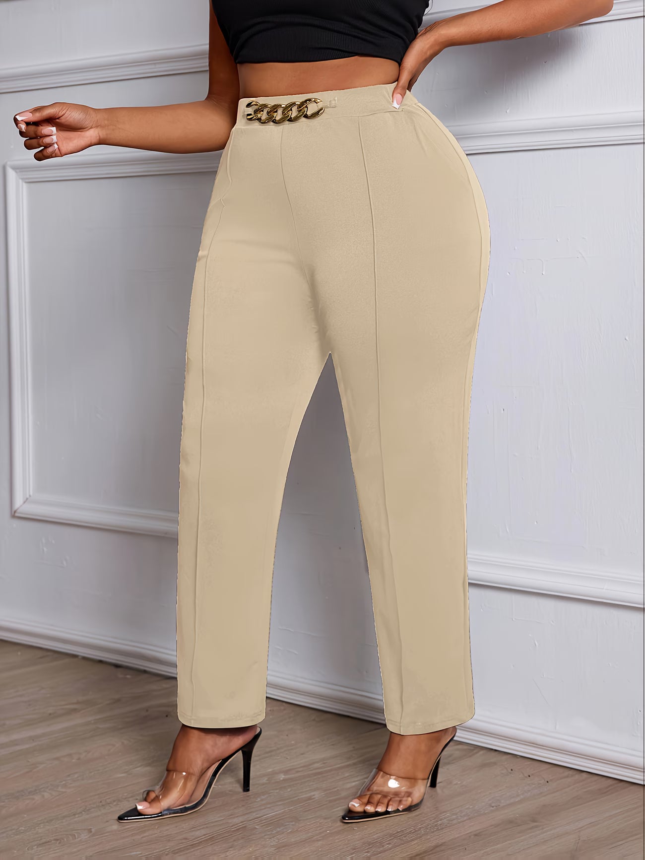 Plus Size Elegant Straight-Leg Trouser.