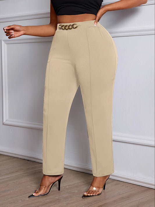 Plus Size Elegant Straight-Leg Trouser.