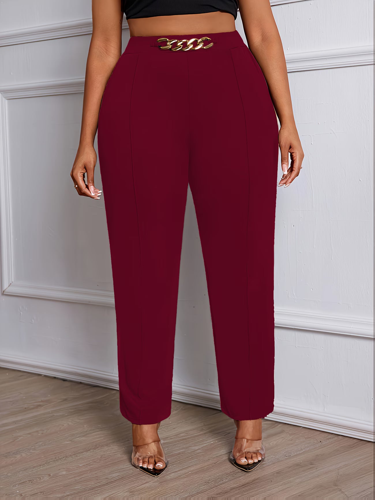 Plus Size Elegant Straight-Leg Trouser.