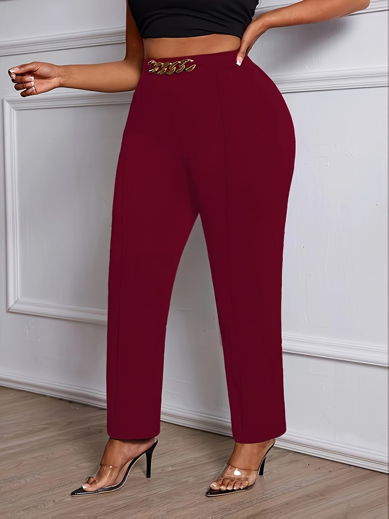 Plus Size Elegant Straight-Leg Trouser.