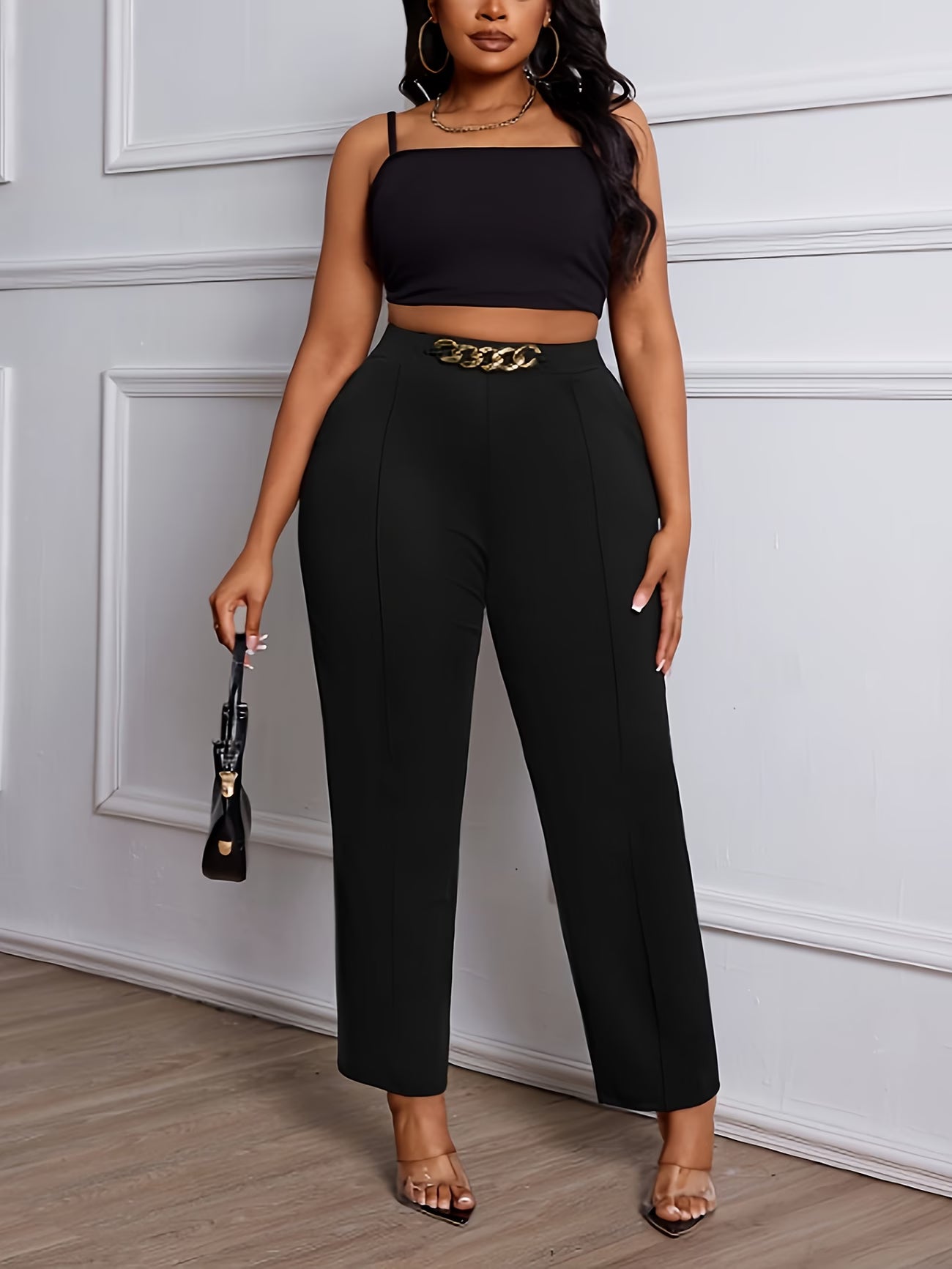 Plus Size Elegant Straight-Leg Trouser.