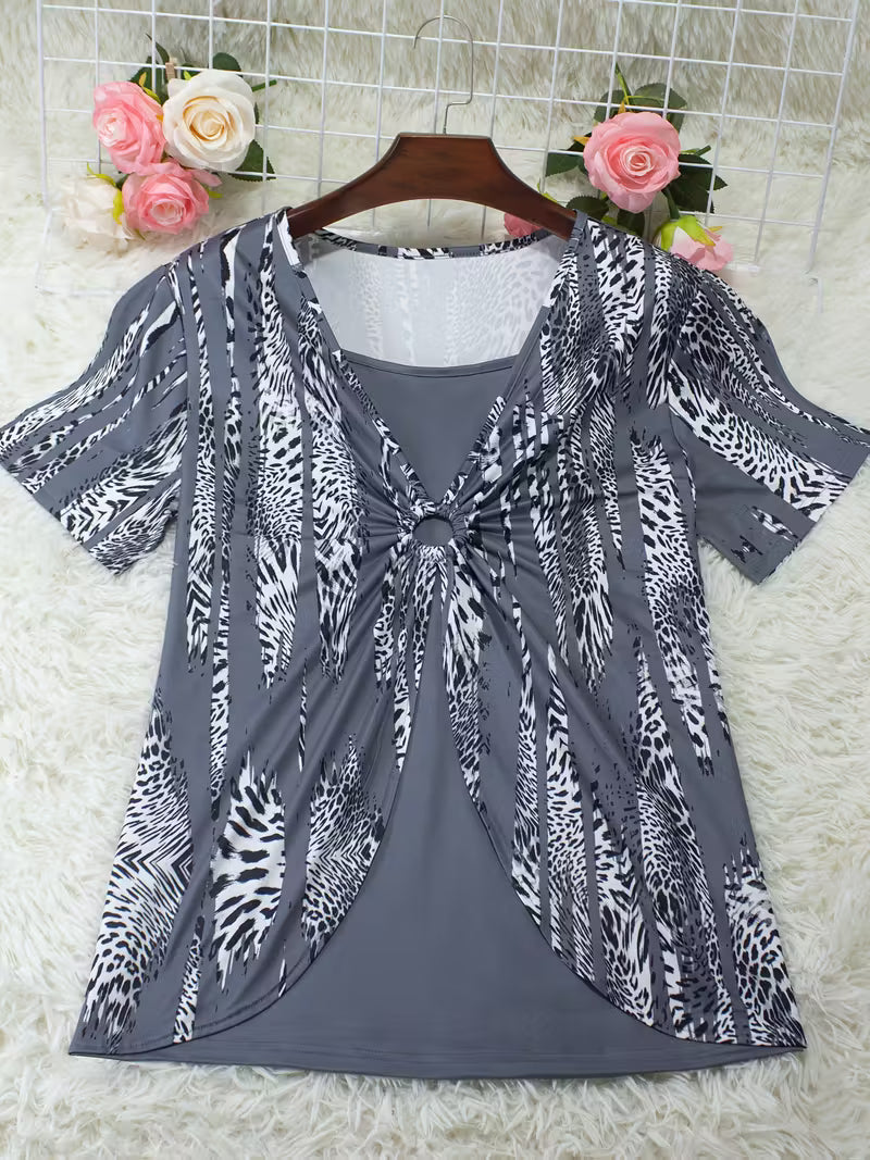 Plus Size Faux-Layered T-Shirt.