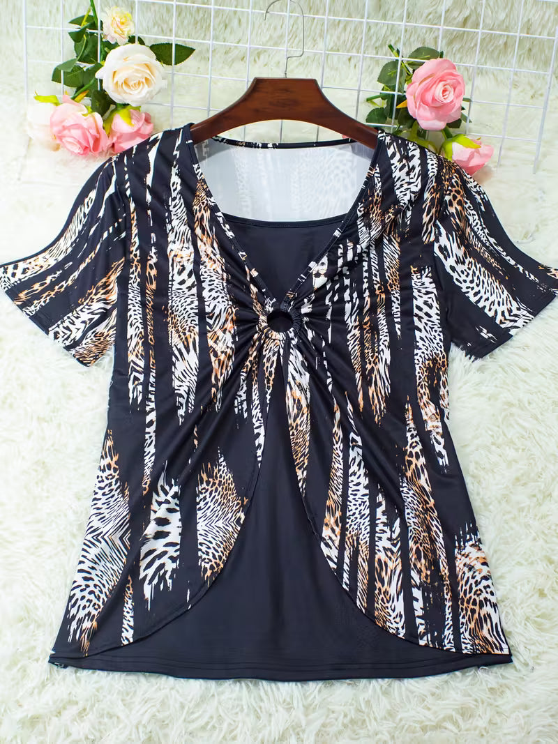Plus Size Faux-Layered T-Shirt.