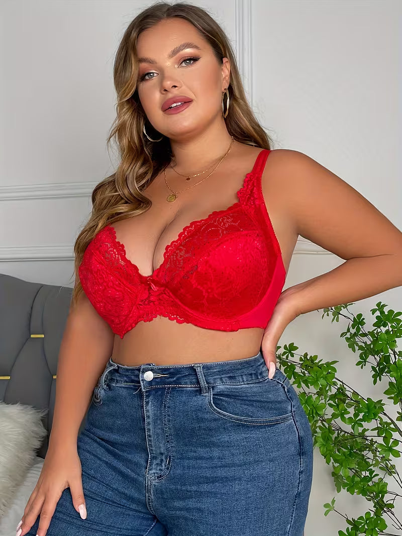 Plus Size Floral Lace Underwire Bras.